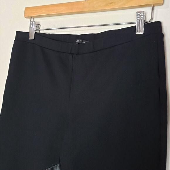 🦋3/$25 Lauren Vidal Small Black Cropped Leggings Faux Leather Details - Picture 2 of 9